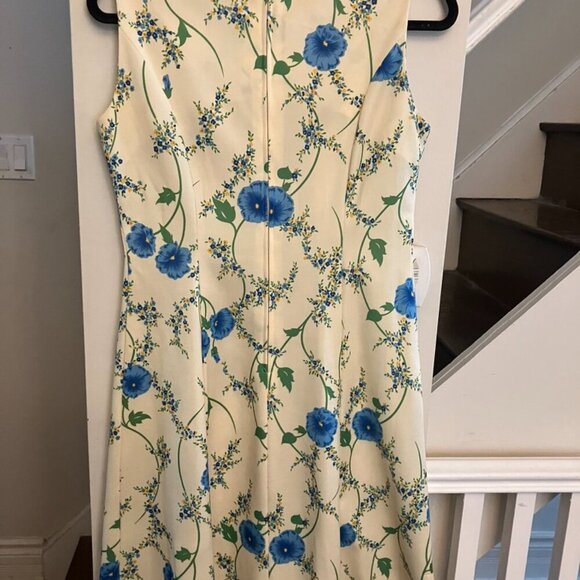 Vintage Ivory Blue Floral Dress - Picture 3 of 5